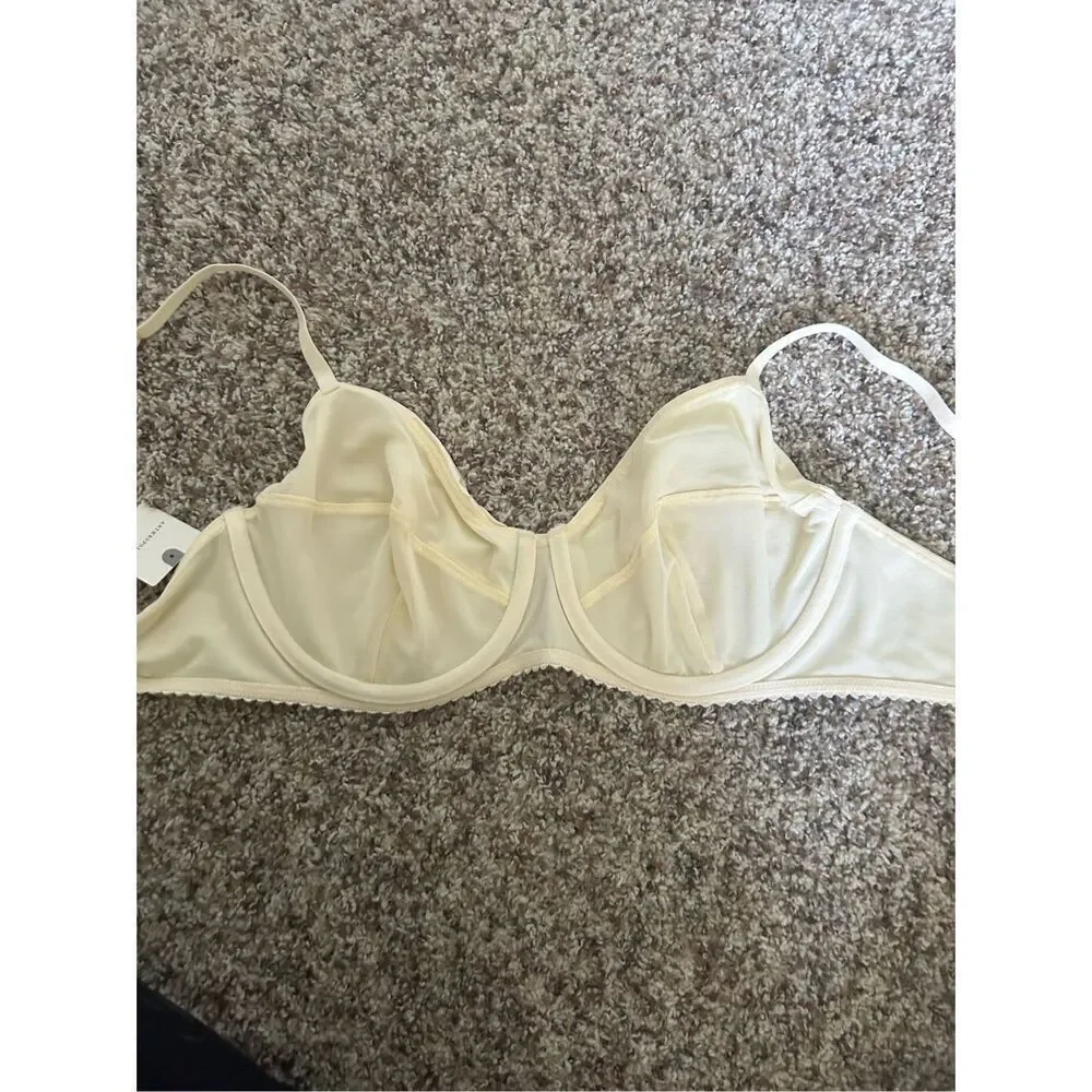 Anthropologie Yellow Silk-Like Unlined Bra Size XL